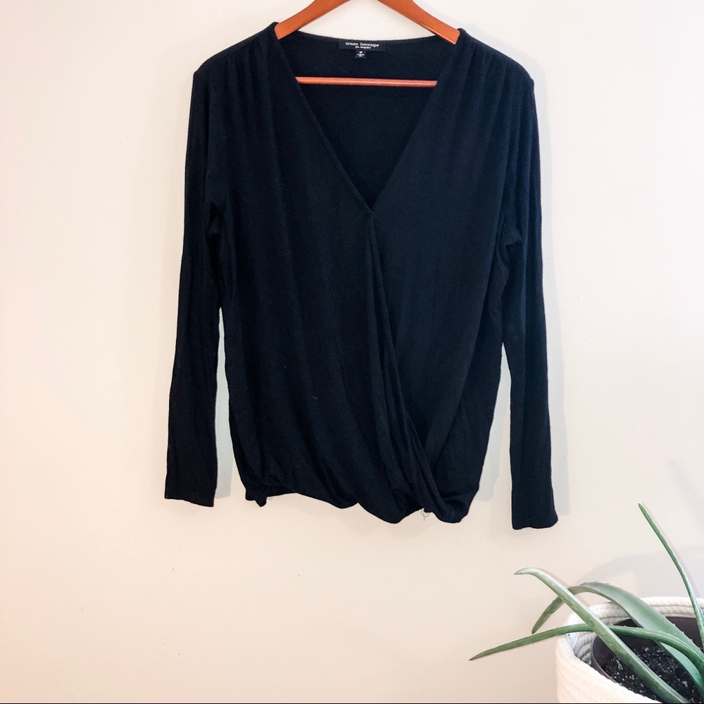 Black Wrap Front Blouse